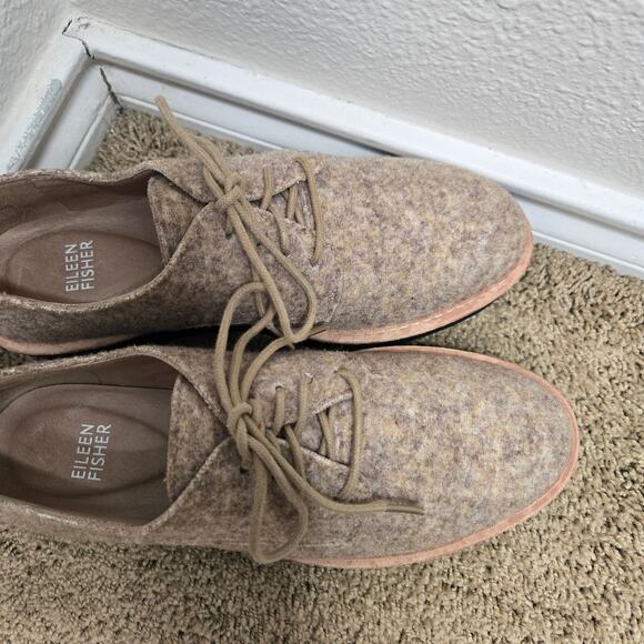 EILEEN FISHER Nims Platform Oxford In Felt Tan Size 7 - Picture 8 of 9